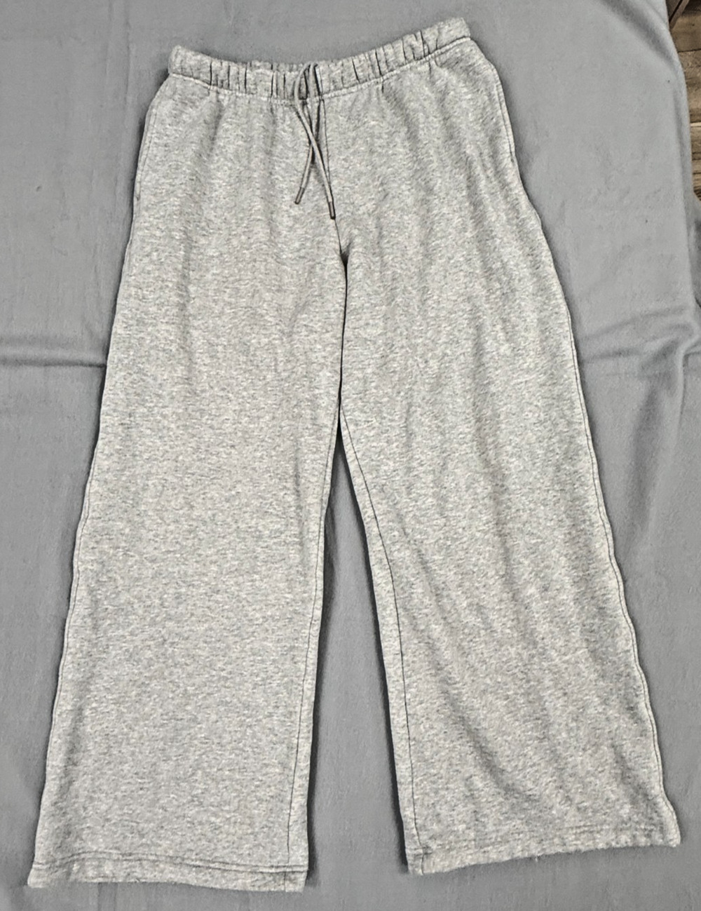 Good American Sweatpants Womens Large Heather Gray Fleece Wide Leg Drawstring